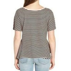 Nordstrom BP pink striped peplum v neck tee NWOT